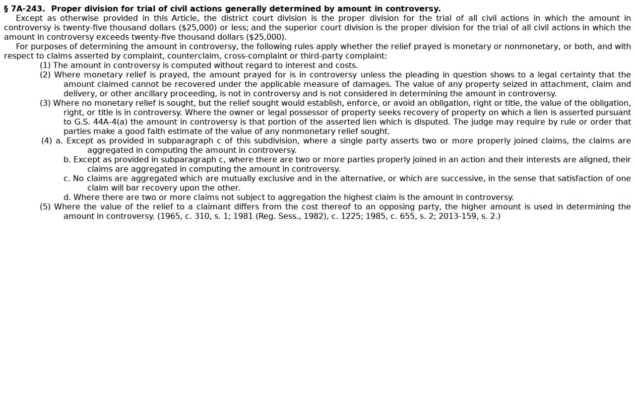 Stokes County civil docket proper division statute source