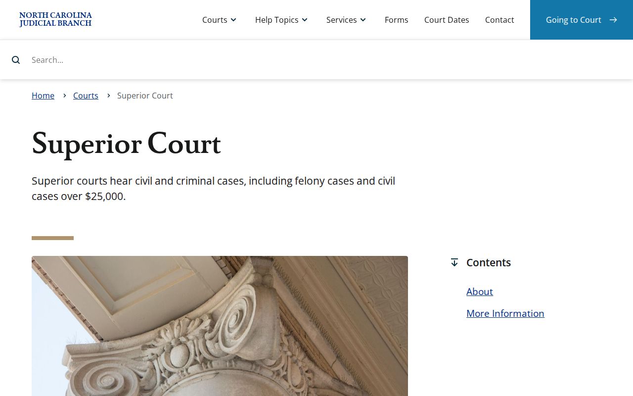 Stokes County civil docket Superior Court jurisdiction source
