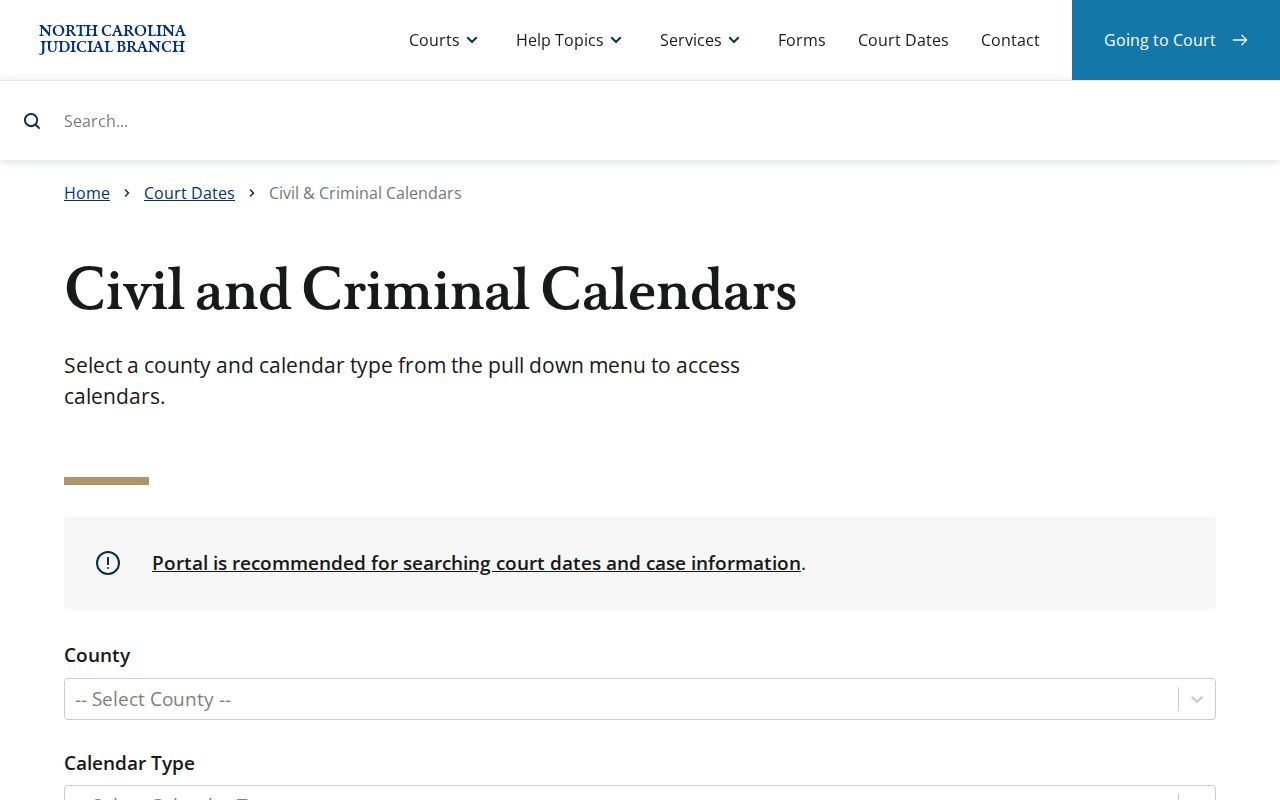 Stokes County court calendar state civil calendar service source