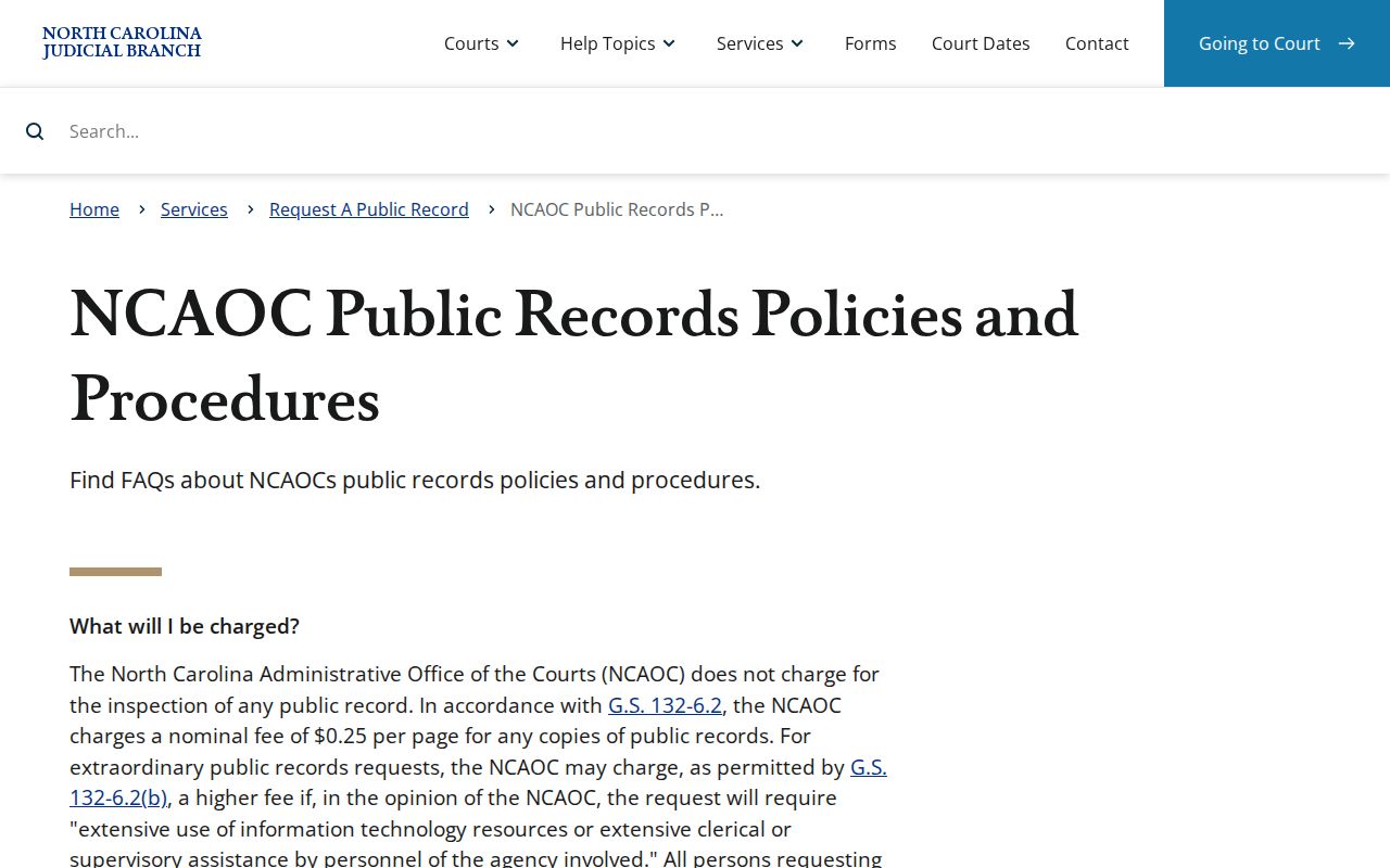 Stokes County court records and NCAOC public record request distinction