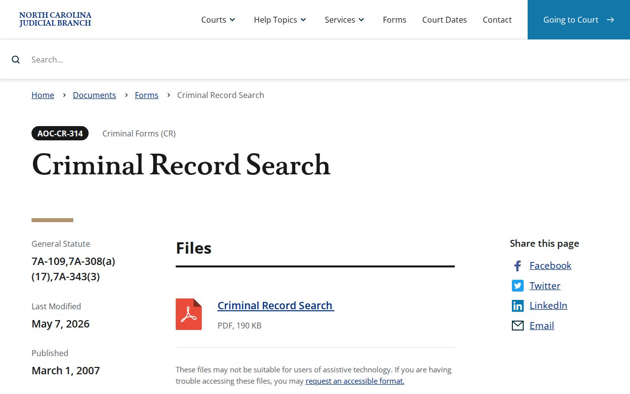 Stokes County criminal docket certified criminal record search form source