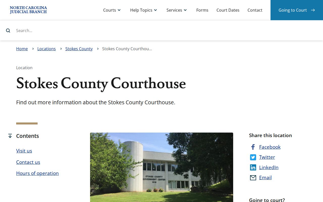 Stokes County court docket courthouse in Danbury