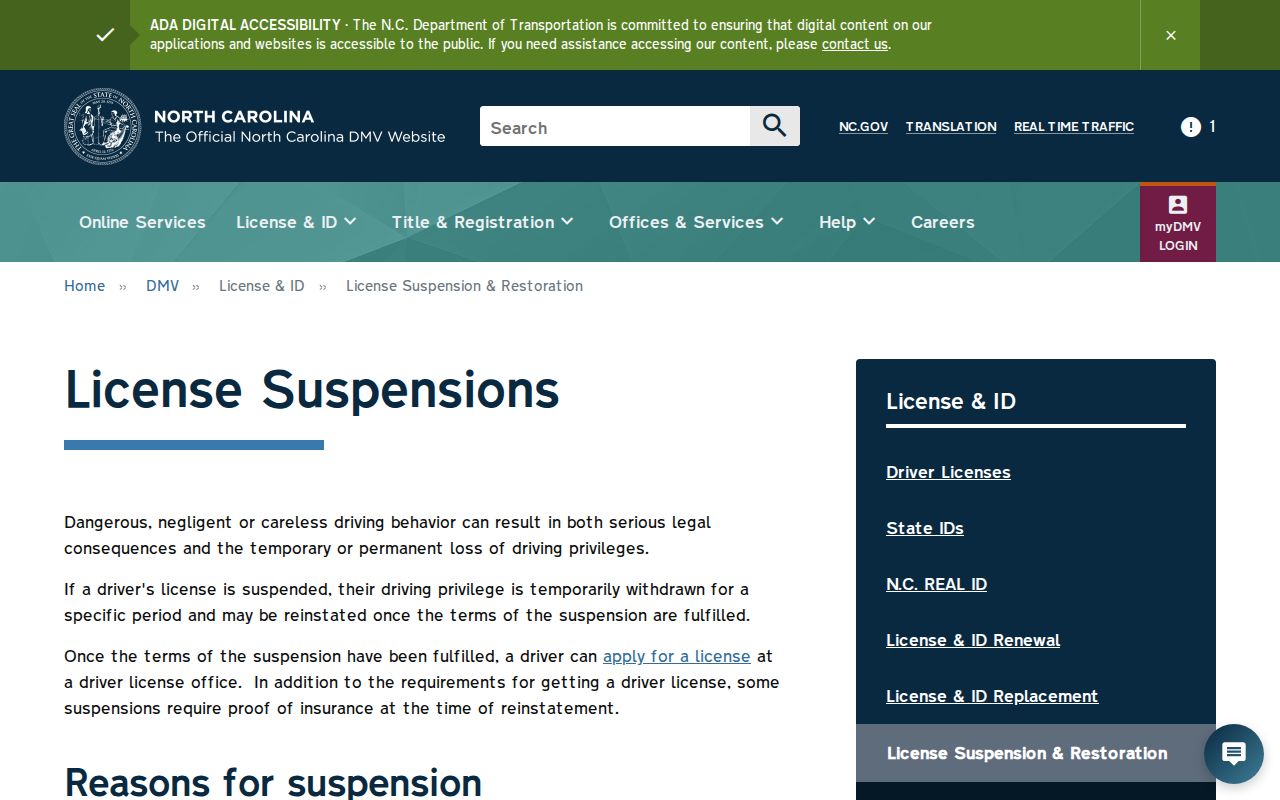 Stokes County traffic court record failure to appear and NCDMV suspension guidance
