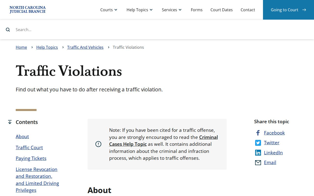 Stokes County traffic court records and North Carolina citation procedures
