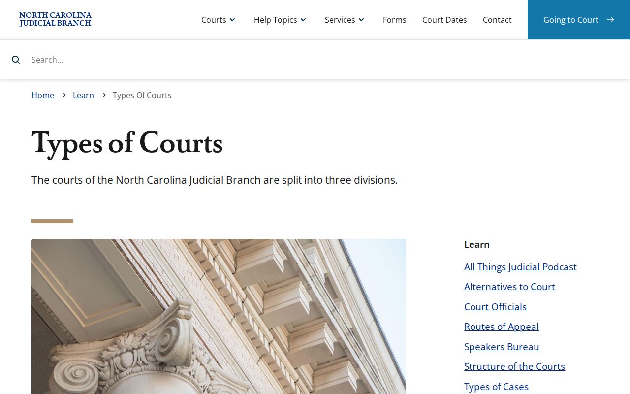 Walnut Cove court docket route through the North Carolina state court hierarchy